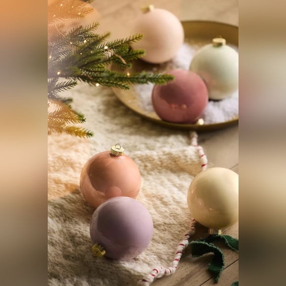 Anthropologie Other - Anthropologie 5" Colorful Glass Bauble Ornaments, Set of 6